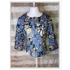 Westbound jacket cotton blue tan floral size L.